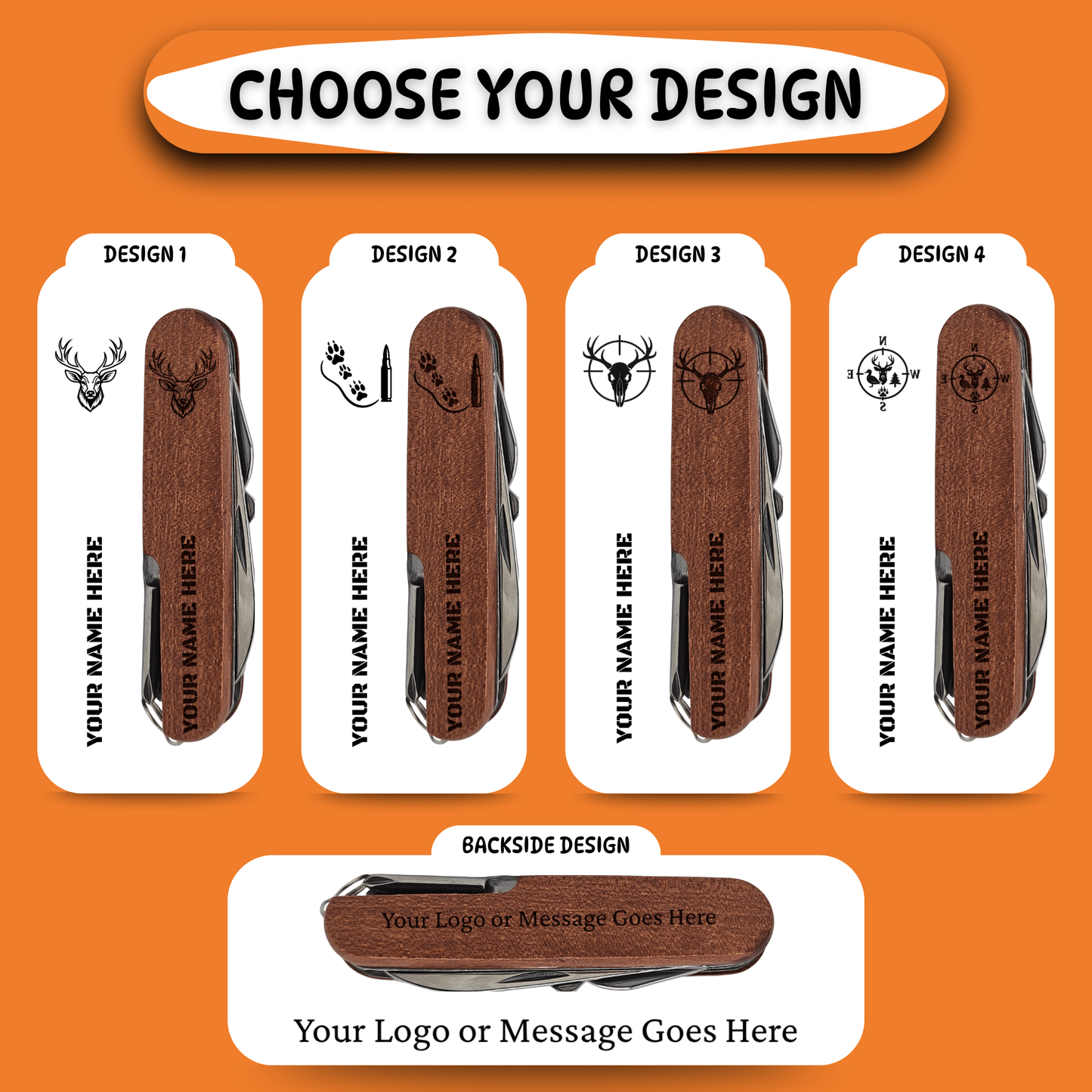 Personalized Engraved Multi Tool Pocket Knife – 7-in-1 EDC Gear – Rugged Keychain Survival Tool For The Outdoorsmen and The Hunter