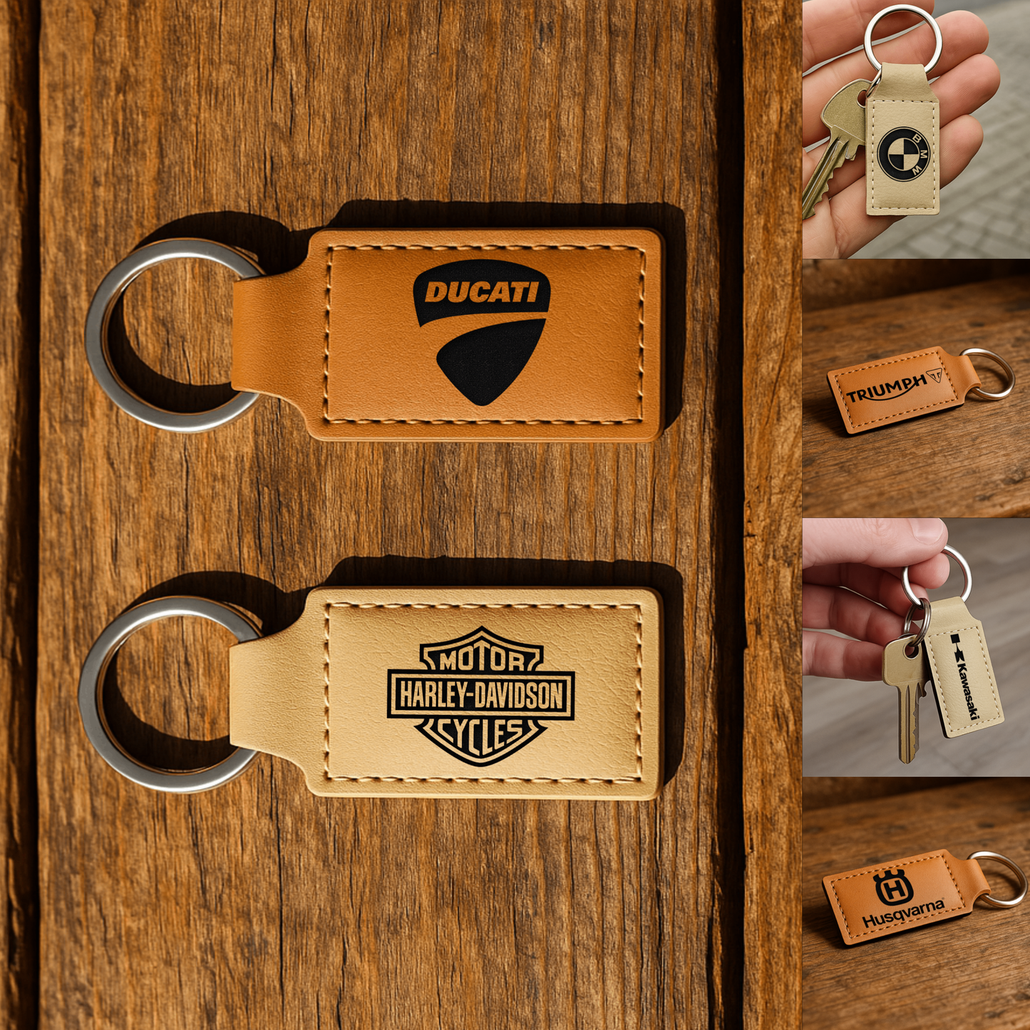 Personalized Motorcycle Keychain - Add Your Name, Initials, QR Code or Custom Logo - Unique Gift for Riders