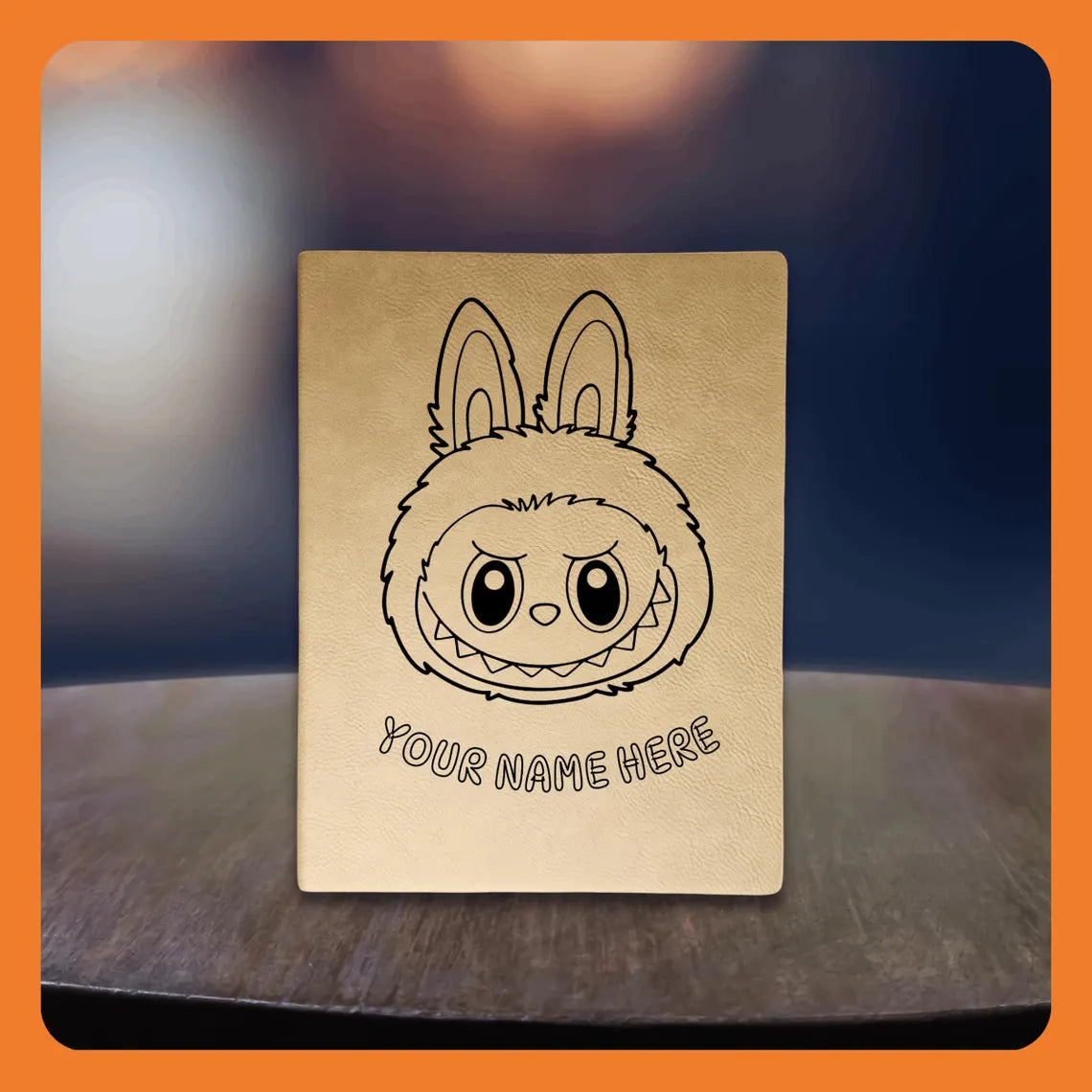 Labubu Head Leatherette Notebook – Fun Personalized School Journal for Kids, Teens & Young Adults | Custom Engraved Back to School Gift