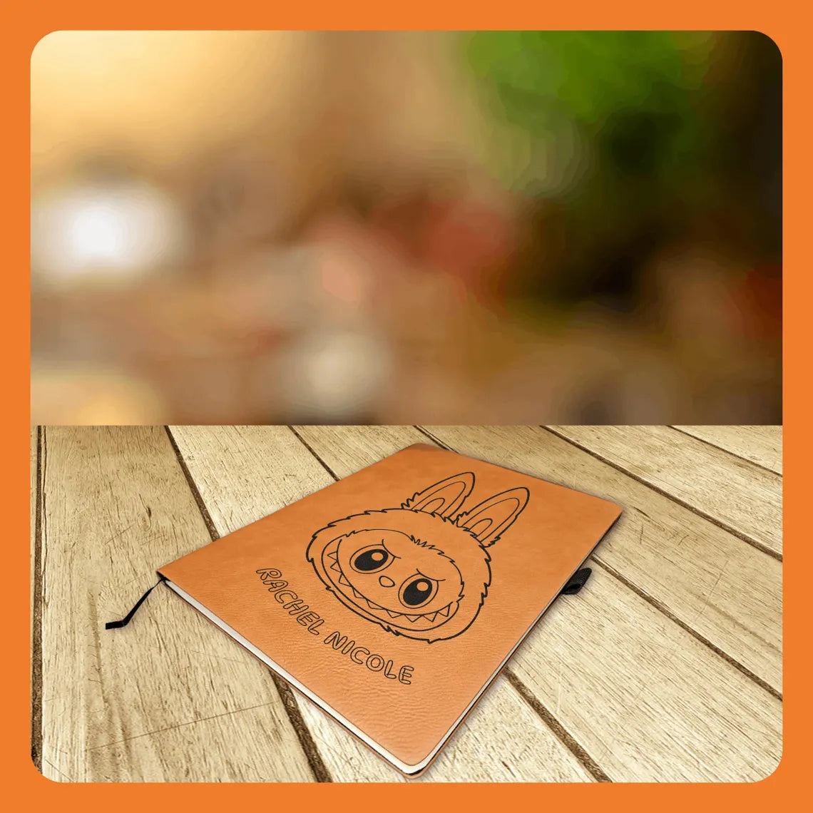 Labubu Head Leatherette Notebook – Fun Personalized School Journal for Kids, Teens & Young Adults | Custom Engraved Back to School Gift