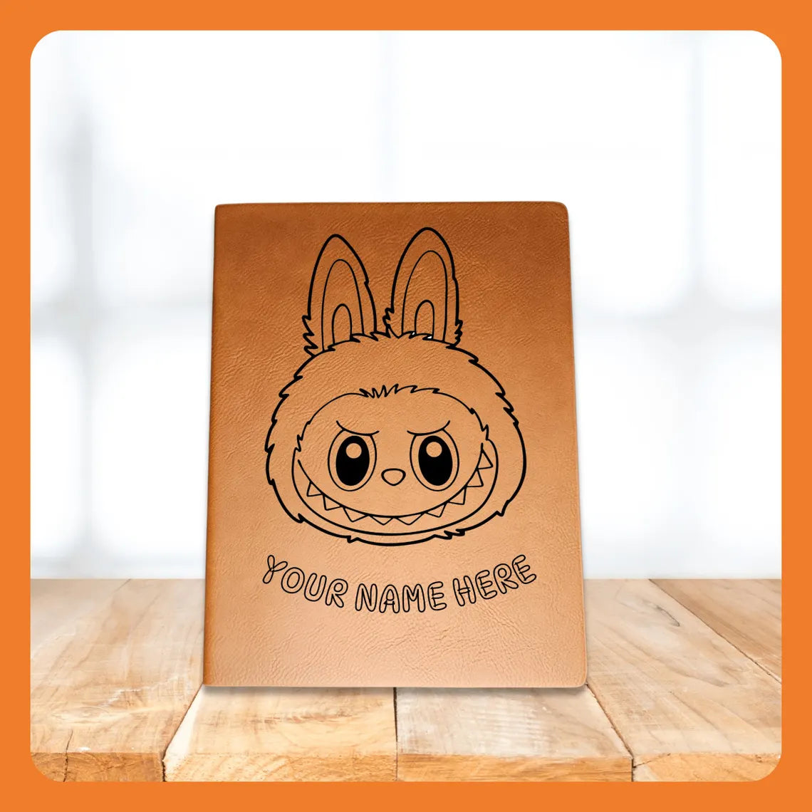 Labubu Head Leatherette Notebook – Fun Personalized School Journal for Kids, Teens & Young Adults | Custom Engraved Back to School Gift