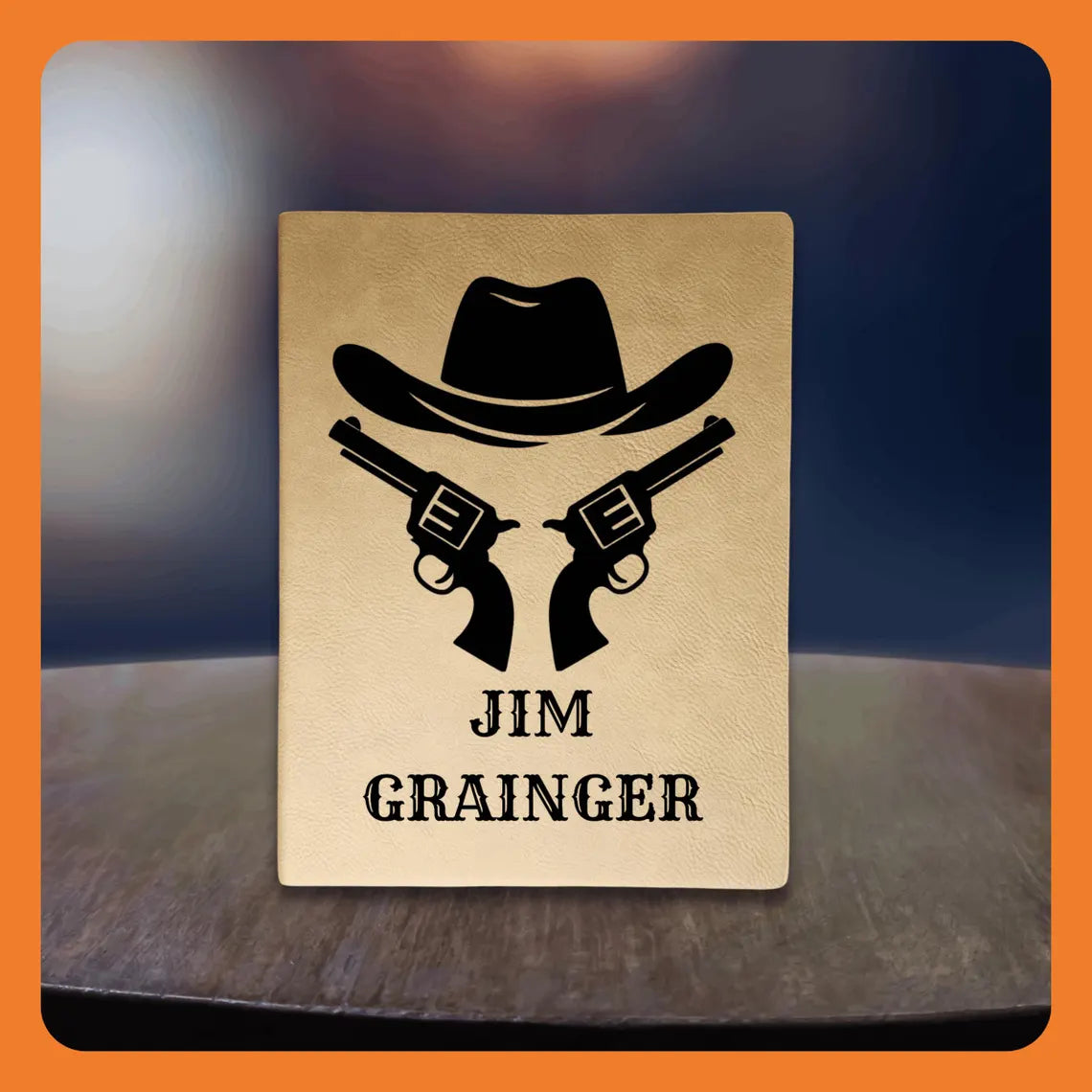 A western-themed graphic featuring a cowboy hat and two revolvers, with the name 'Jim Grainger' at the bottom.
