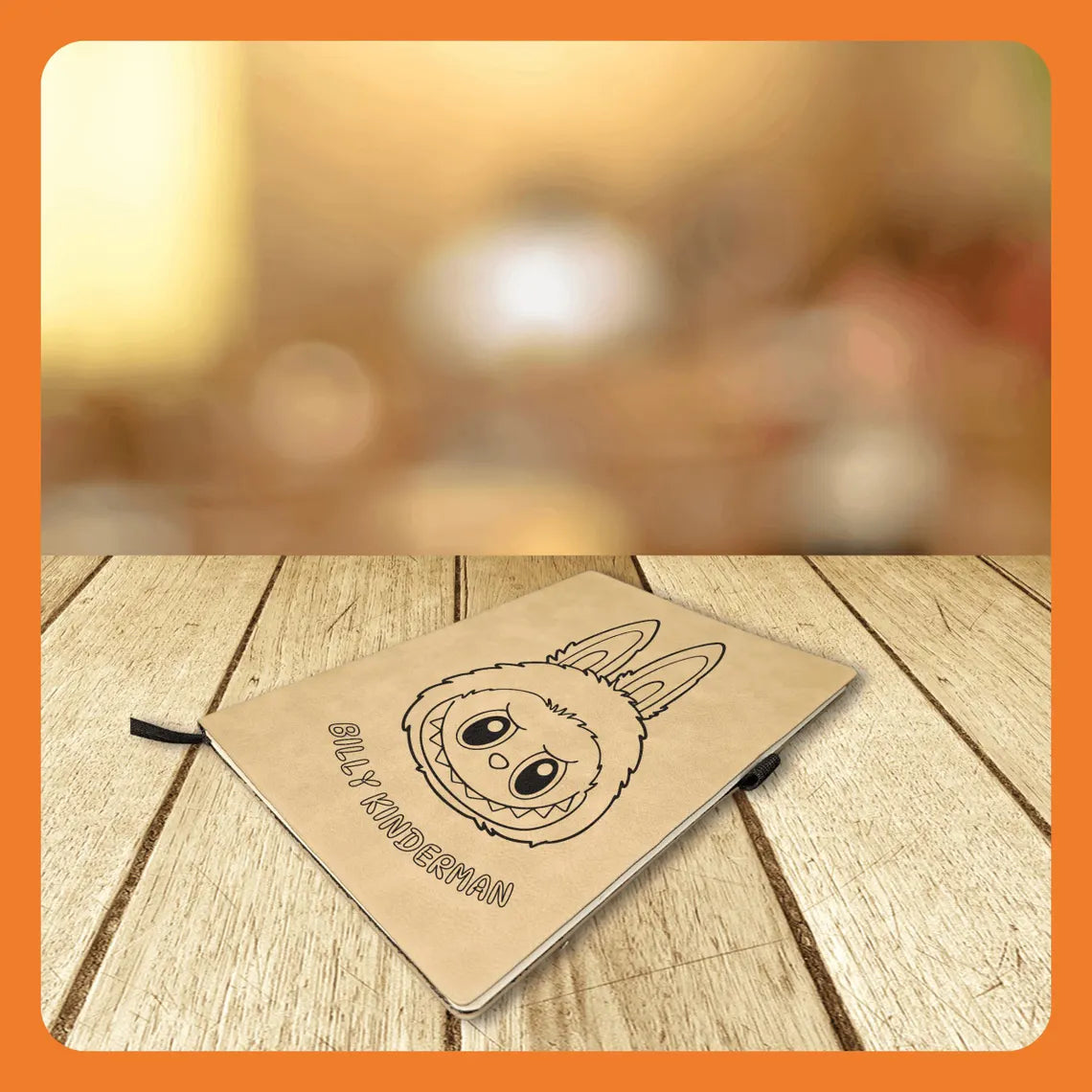 Labubu Head Leatherette Notebook – Fun Personalized School Journal for Kids, Teens & Young Adults | Custom Engraved Back to School Gift