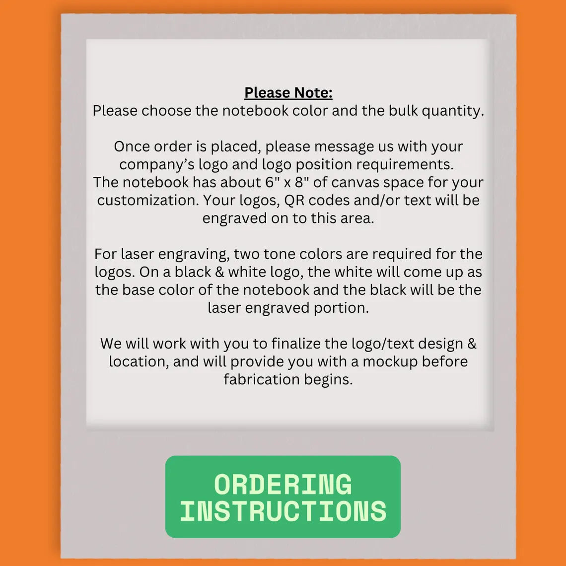 Bulk Notebooks – Company Logos, QR Codes and Custom Text - Custom Laser Engraved 7x9 Journal in Chestnut or Buckskin