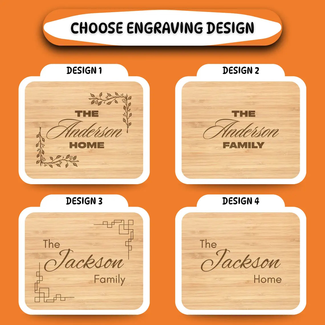 Personalized Bamboo Cutting Board – Custom Engraved Serving Board for Cheese, Charcuterie, Weddings & Housewarming Gifts - Large Size Board
