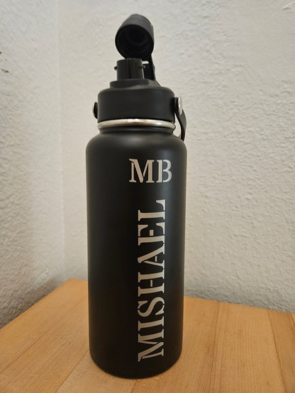 Bulk Quantity - Dual Lid Bottles - 32 Oz - Straw and Chug Spouts - Powder Coated - Personalization Available