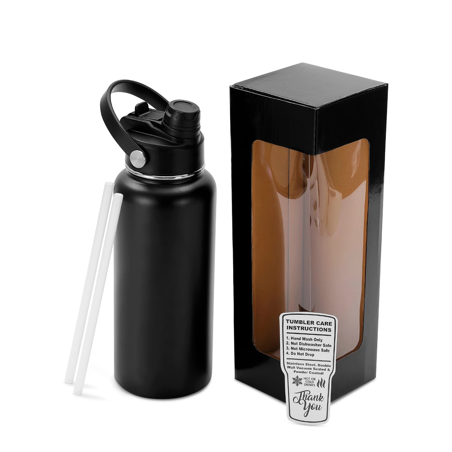 Bulk Quantity - Dual Lid Bottles - 32 Oz - Straw and Chug Spouts - Powder Coated - Personalization Available