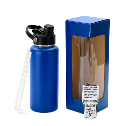 Bulk Quantity - Dual Lid Bottles - 32 Oz - Straw and Chug Spouts - Powder Coated - Personalization Available