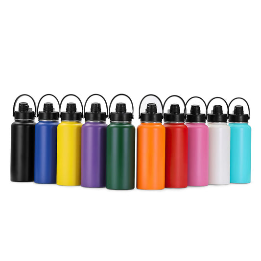 Bulk Quantity - Dual Lid Bottles - 32 Oz - Straw and Chug Spouts - Powder Coated - Personalization Available