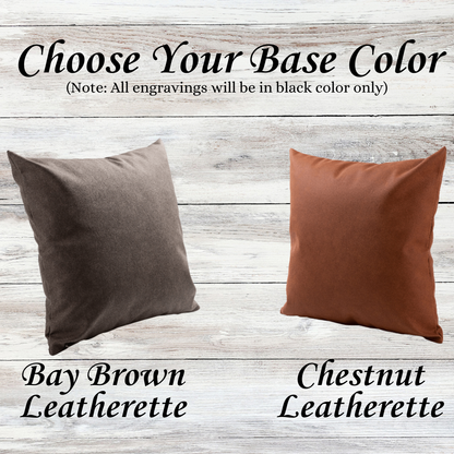 Throw Pillow - Single Letter/Monogram Rustic Design - Leatherette Material - Size: 15"x15" - Personalization Available