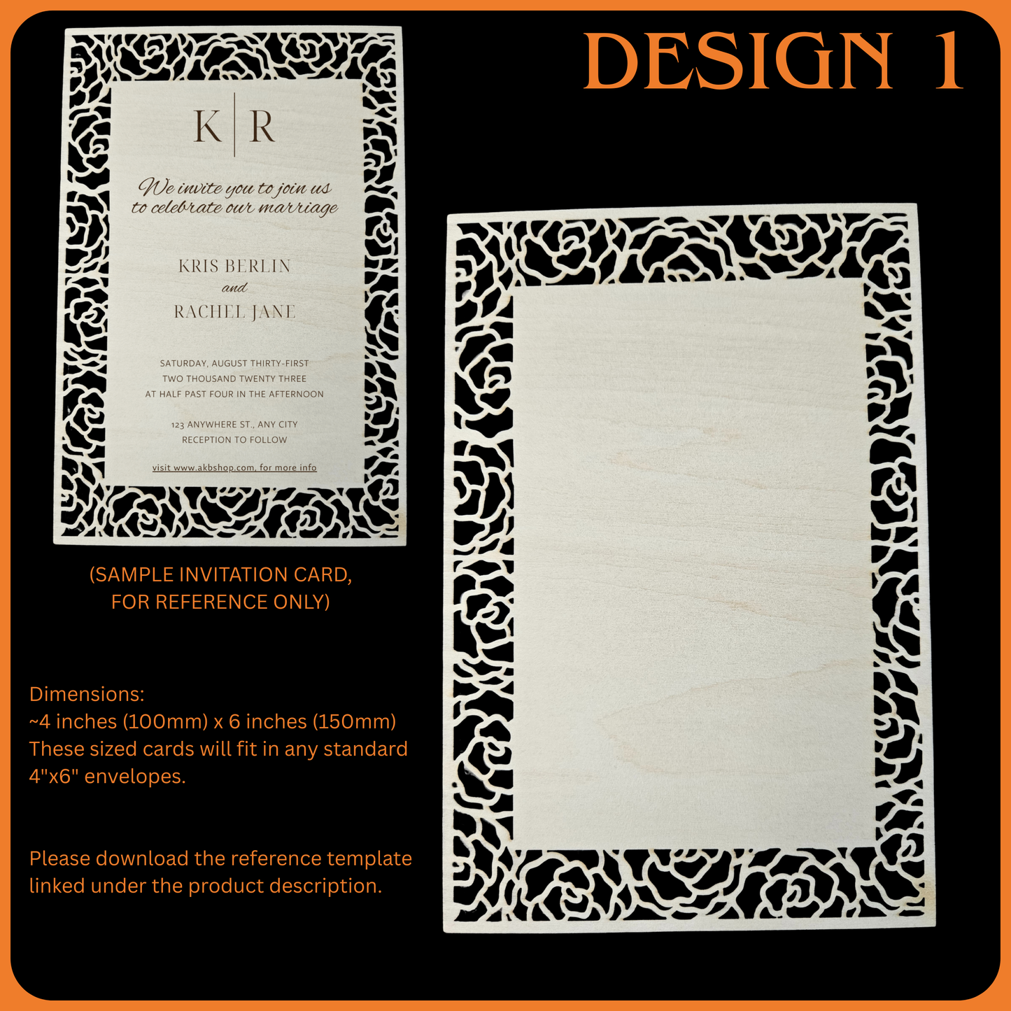 Wooden Wedding Invitation Cards - Made With Basswood - 4" x 6" x 1/8"
