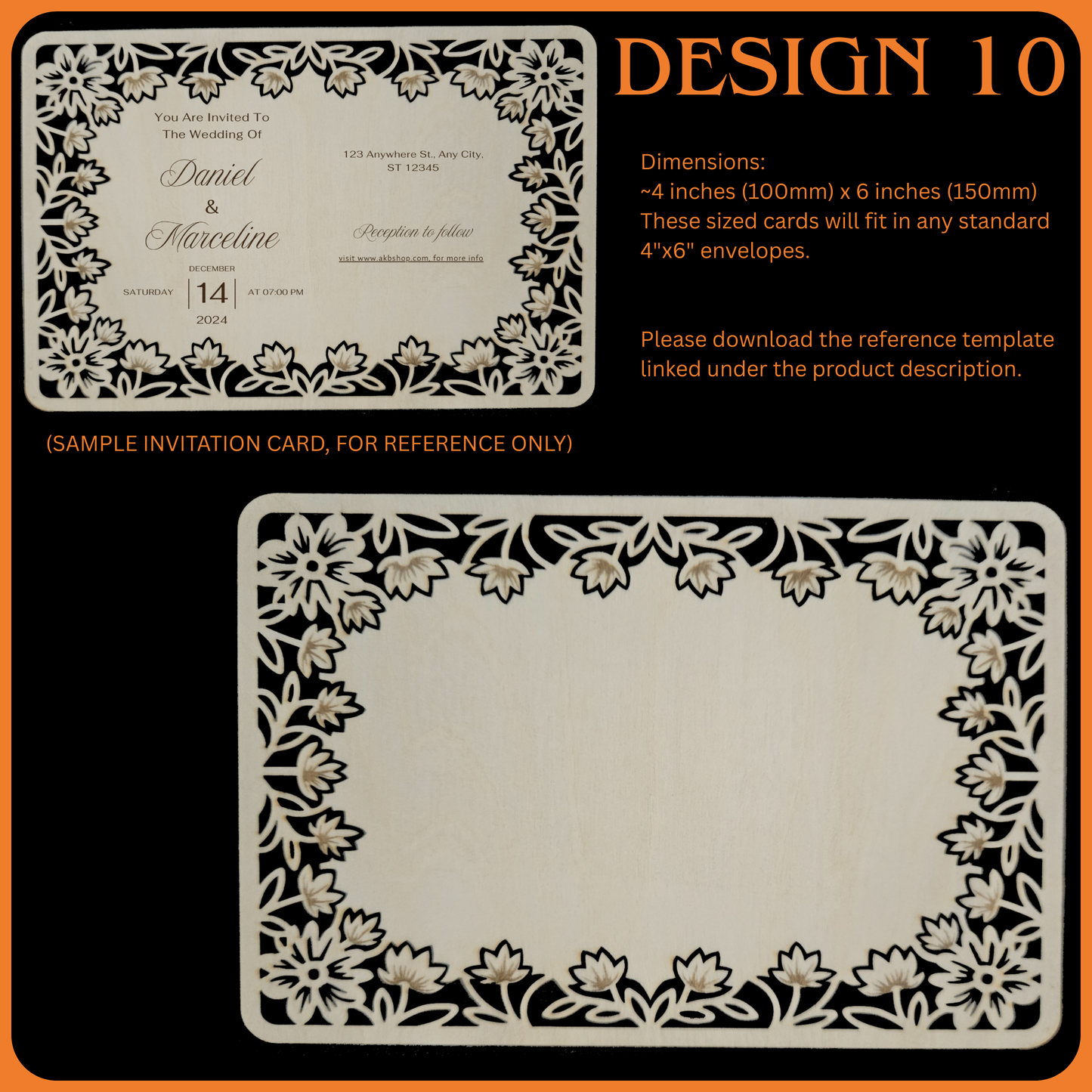 Wooden Wedding Invitation Cards - Made With Basswood - 4" x 6" x 1/8"