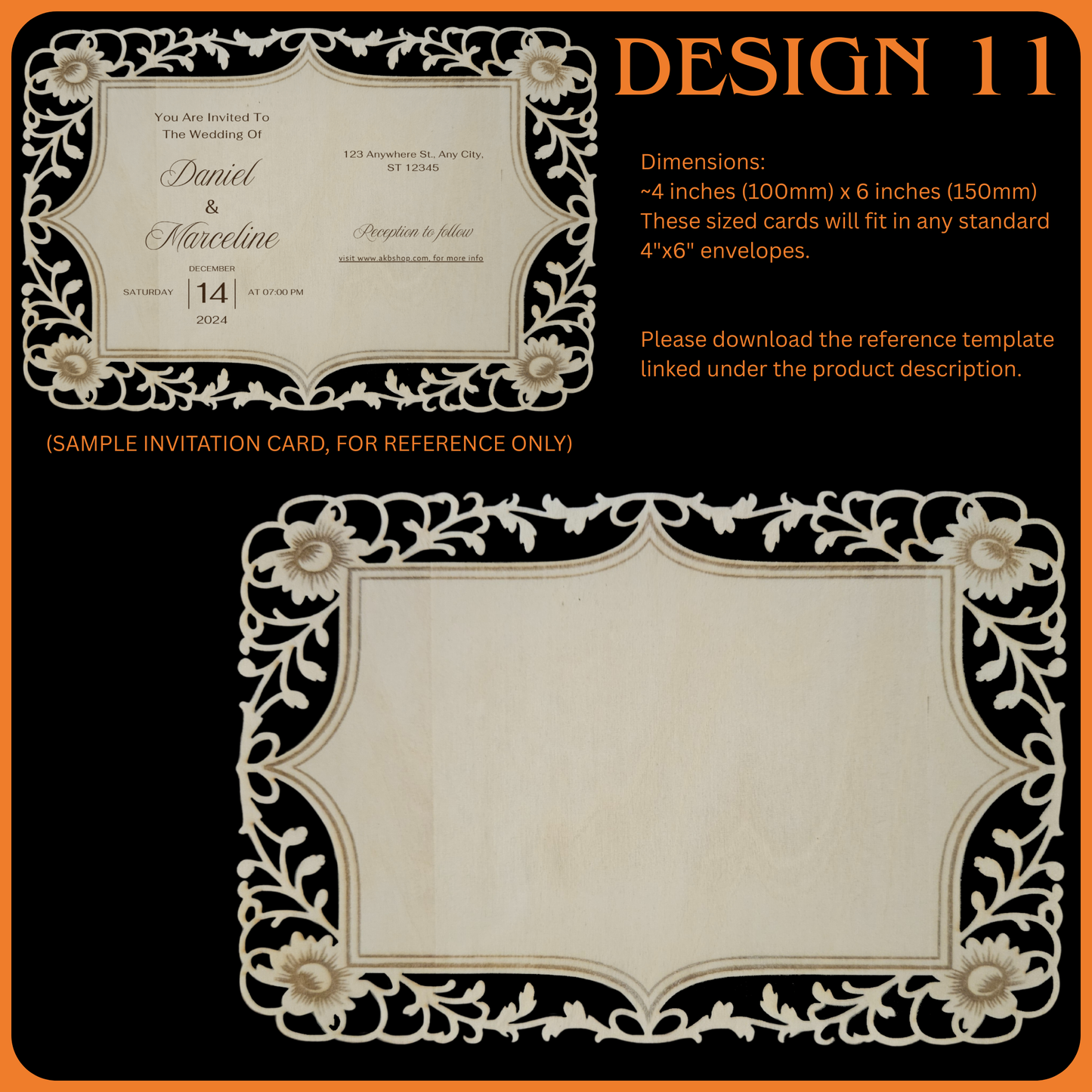 Wooden Wedding Invitation Cards - Made With Basswood - 4" x 6" x 1/8"
