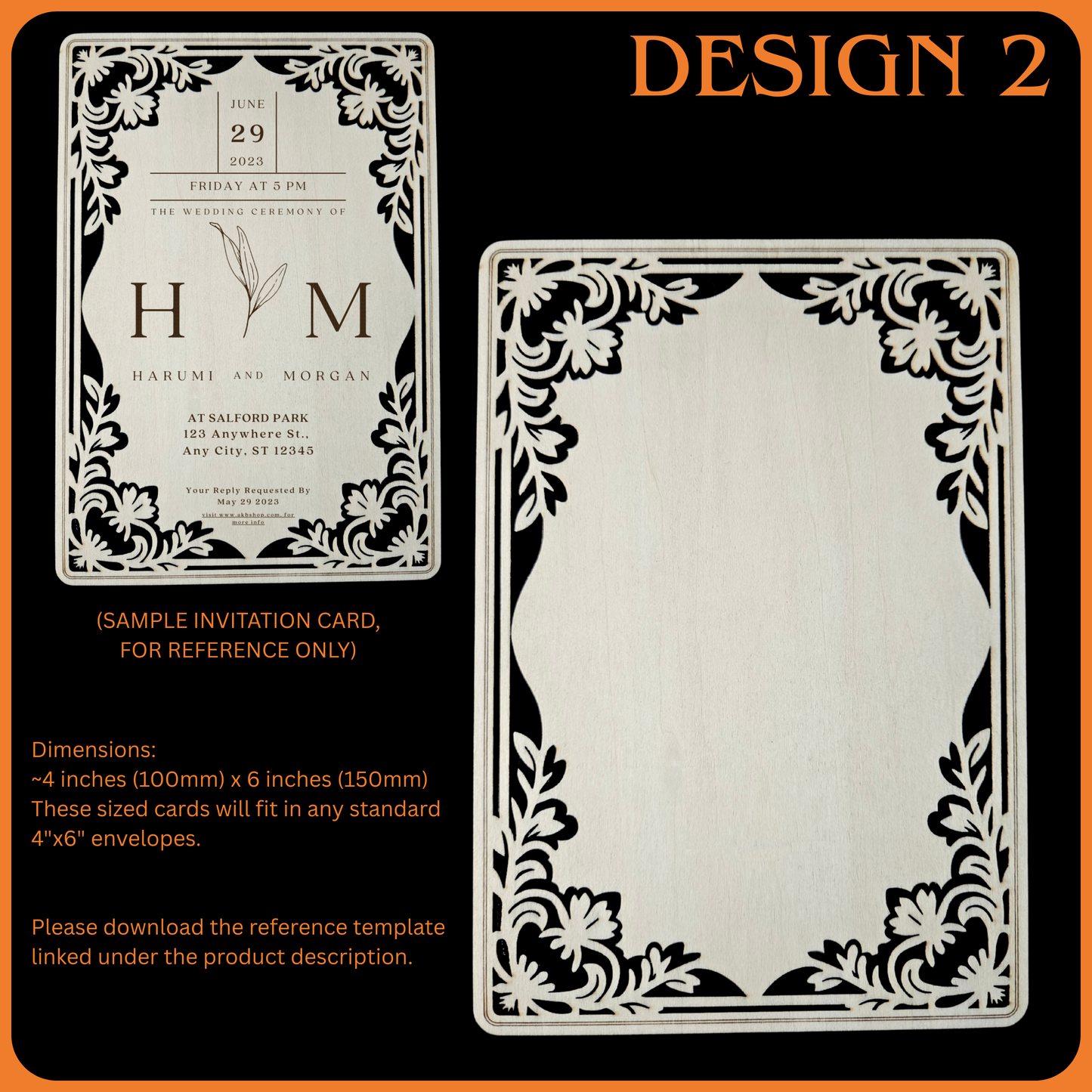 Wooden Wedding Invitation Cards - Made With Basswood - 4" x 6" x 1/8"