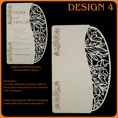 Wooden Wedding Invitation Cards - Made With Basswood - 4" x 6" x 1/8"