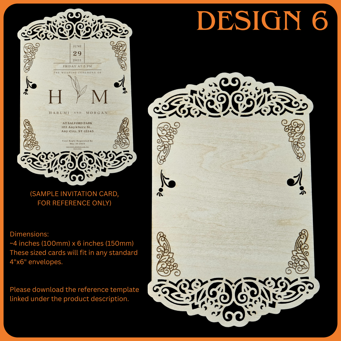 Wooden Wedding Invitation Cards - Made With Basswood - 4" x 6" x 1/8"