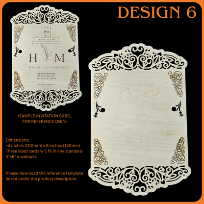 Wooden Wedding Invitation Cards - Made With Basswood - 4" x 6" x 1/8"