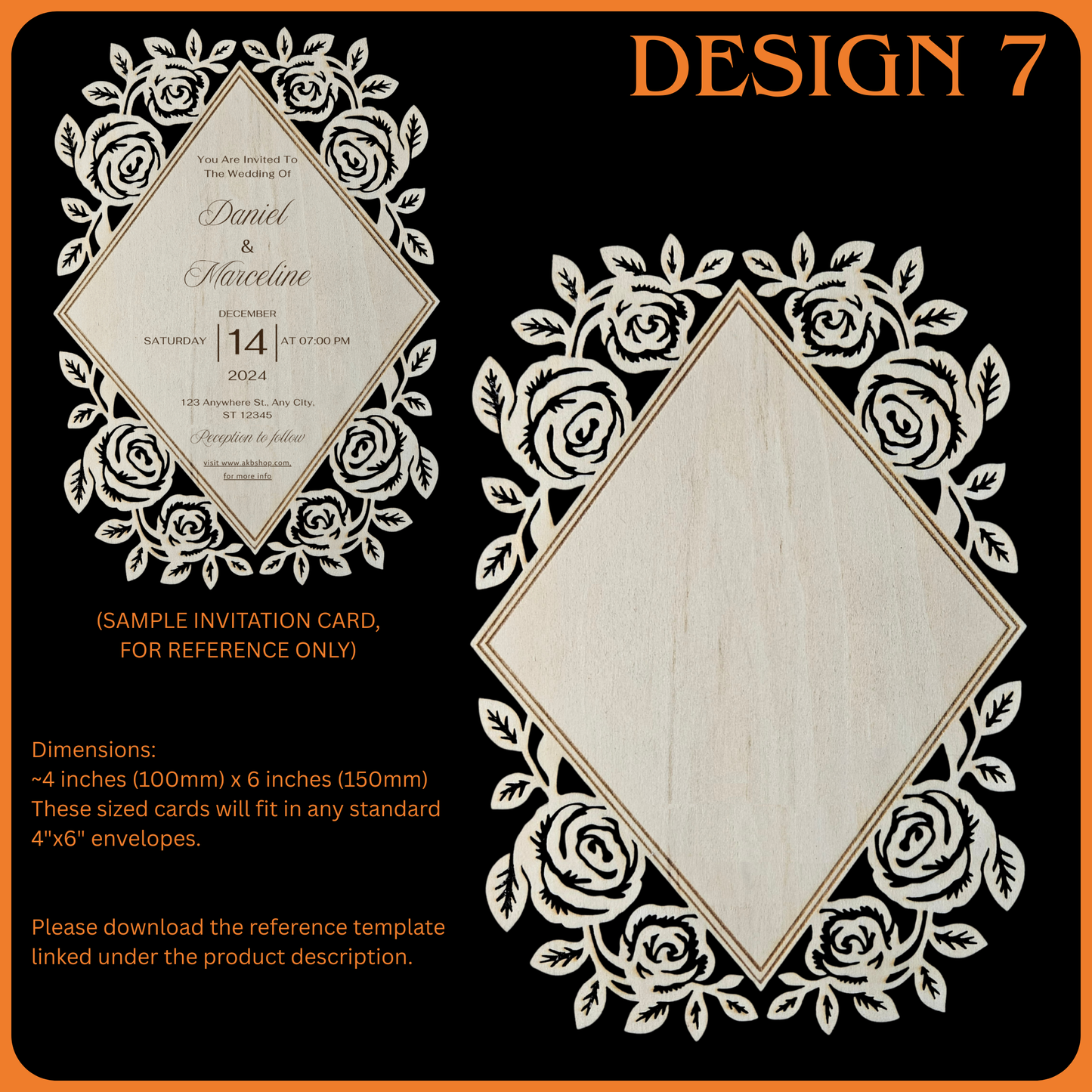 Wooden Wedding Invitation Cards - Made With Basswood - 4" x 6" x 1/8"