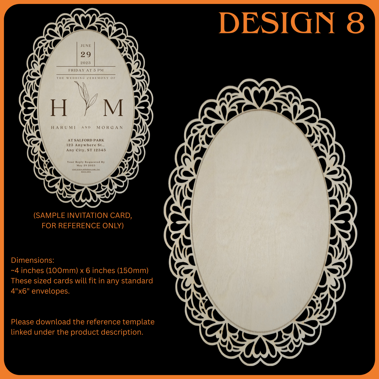 Wooden Wedding Invitation Cards - Made With Basswood - 4" x 6" x 1/8"