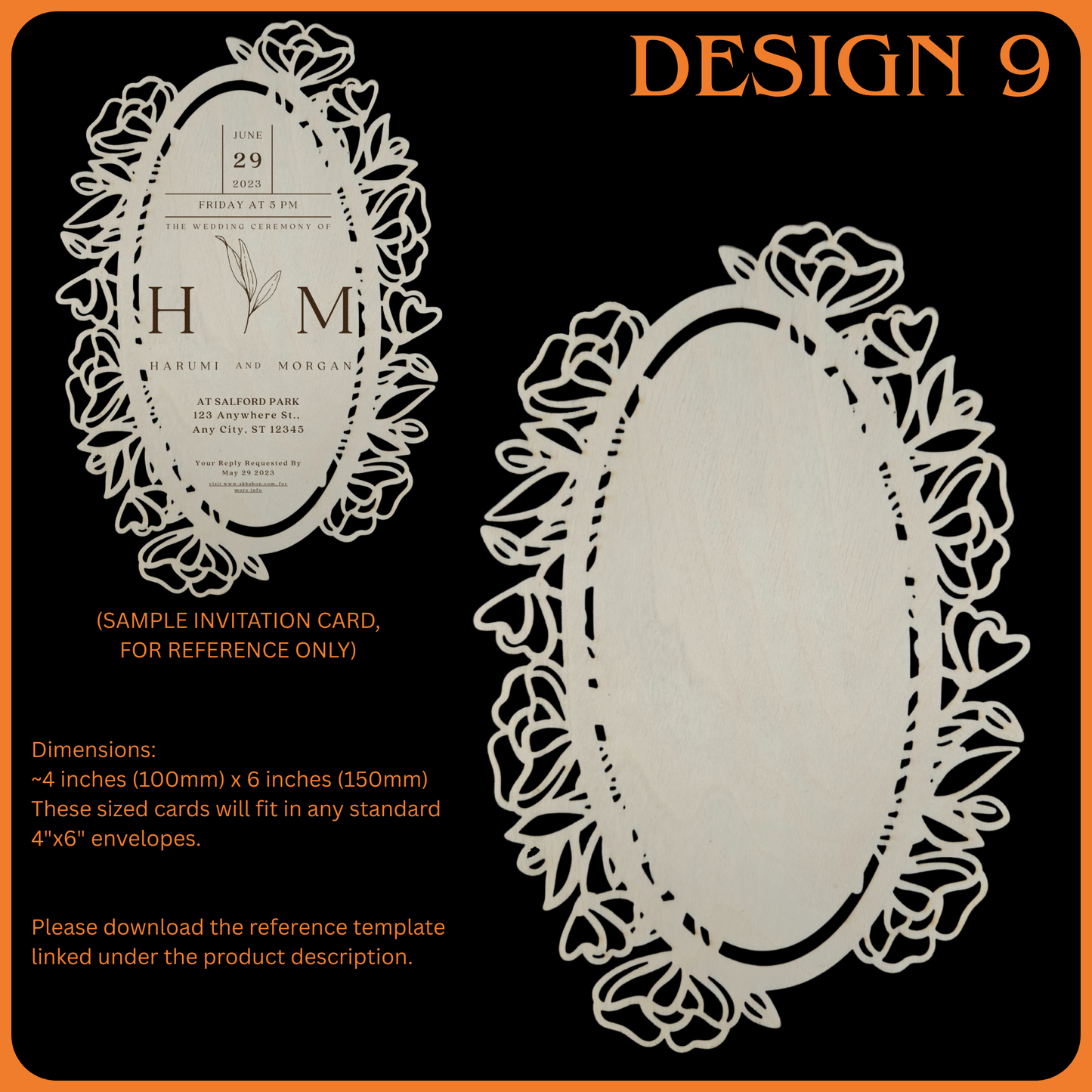 Wooden Wedding Invitation Cards - Made With Basswood - 4" x 6" x 1/8"