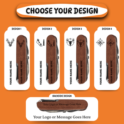 Personalized Engraved Multi Tool Pocket Knife – 7-in-1 EDC Gear – Rugged Keychain Survival Tool For The Outdoorsmen and The Hunter