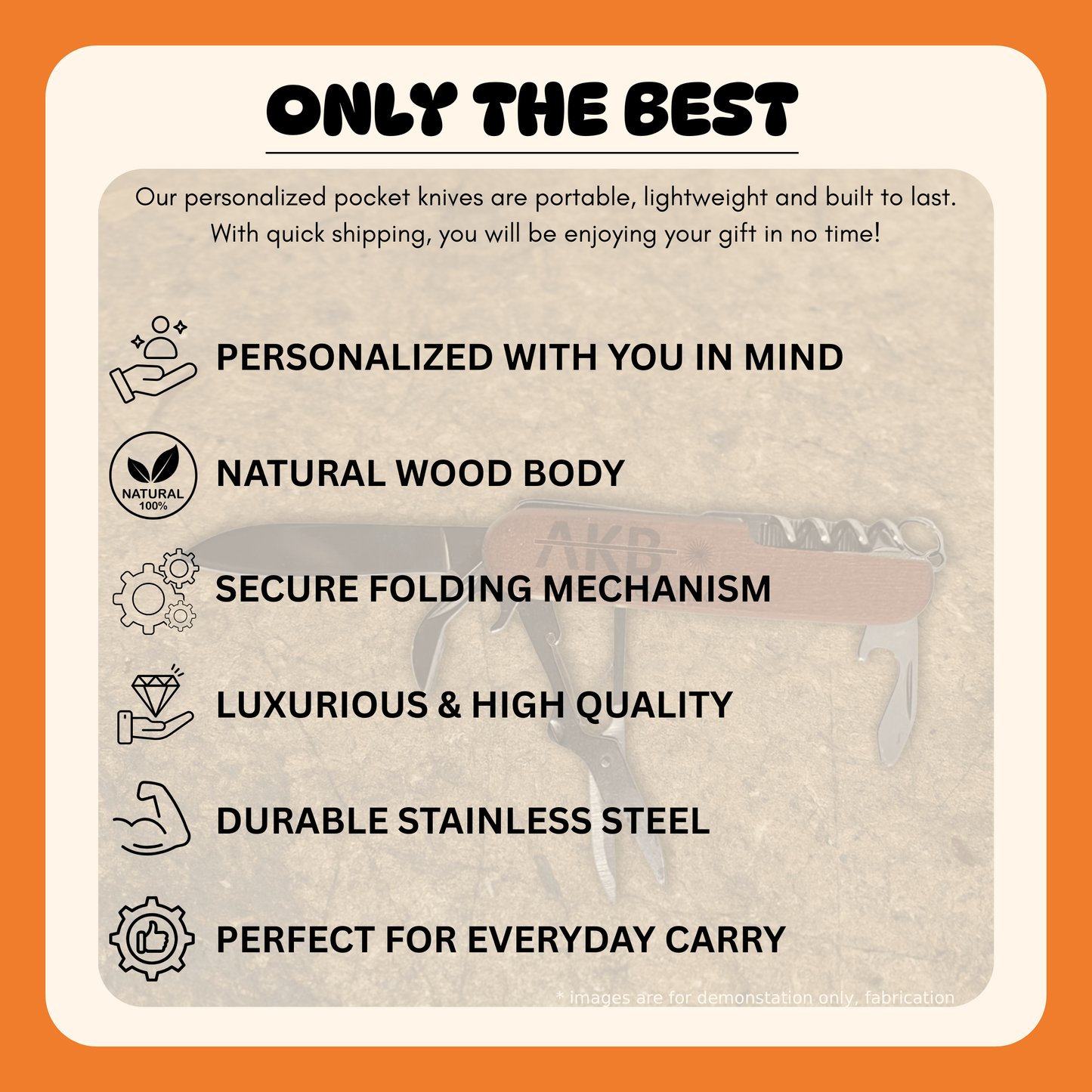 Personalized Engraved Multi Tool Pocket Knife – 7-in-1 EDC Gear – Rugged Keychain Survival Tool For The Outdoorsmen and The Hunter