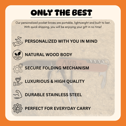 Personalized Engraved Multi Tool Pocket Knife – 7-in-1 EDC Gear – Rugged Keychain Survival Tool For The Outdoorsmen and The Hunter
