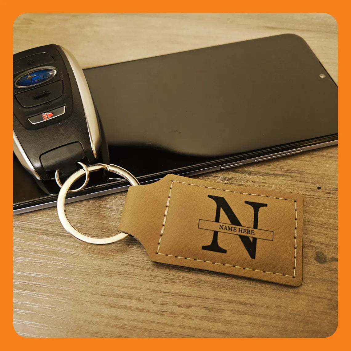 Car Lovers Personalized Keychain - Add Your Car Logo, Name, Custom Logo, QR Code - Leatherette Keychain Gift for Auto Enthusiasts