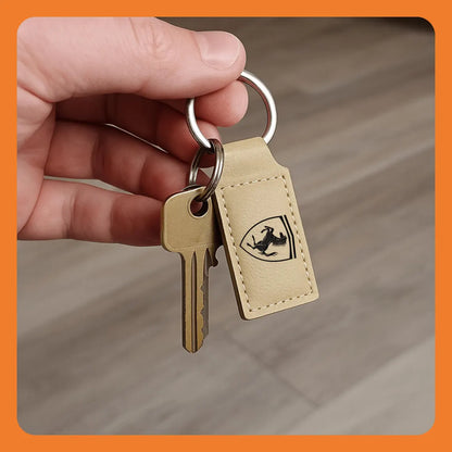 Car Lovers Personalized Keychain - Add Your Car Logo, Name, Custom Logo, QR Code - Leatherette Keychain Gift for Auto Enthusiasts
