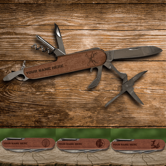 Customized Engraved Multi Tool Pocket Knife – 7-in-1 Everyday Carry Gear – Ideal Gift for the Hunting Master - Perfect Gift For Him