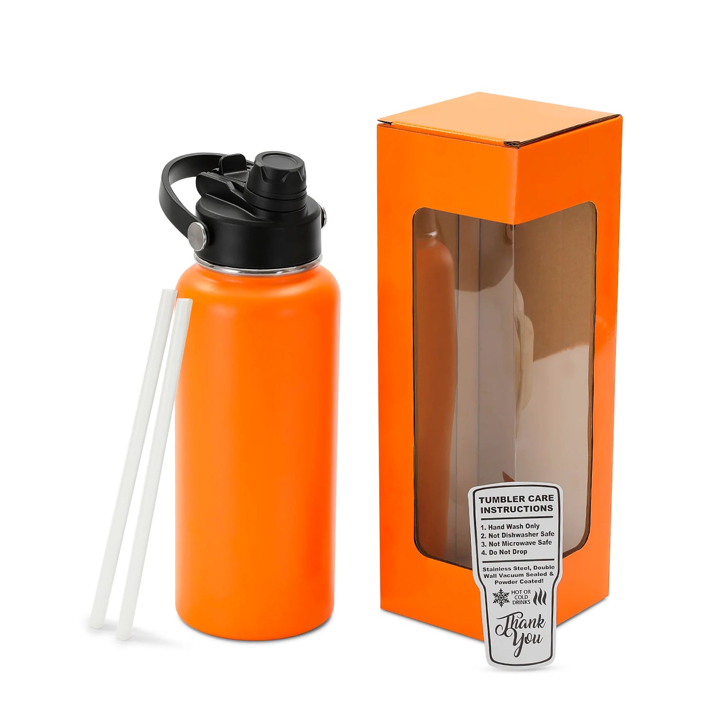 Bulk Quantity - Dual Lid Bottles - 32 Oz - Straw and Chug Spouts - Powder Coated - Personalization Available