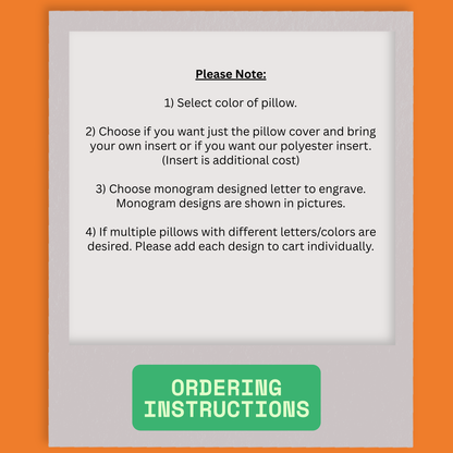 Throw Pillow - Single Letter/Monogram Rustic Design - Leatherette Material - Size: 15"x15" - Personalization Available