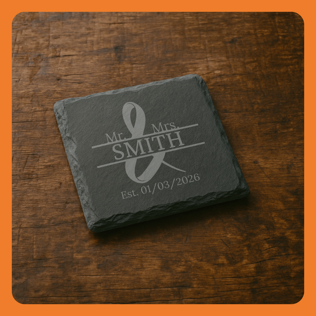 Personalized Slate Coasters, Mr. & Mrs. Wedding and Anniversary Gift