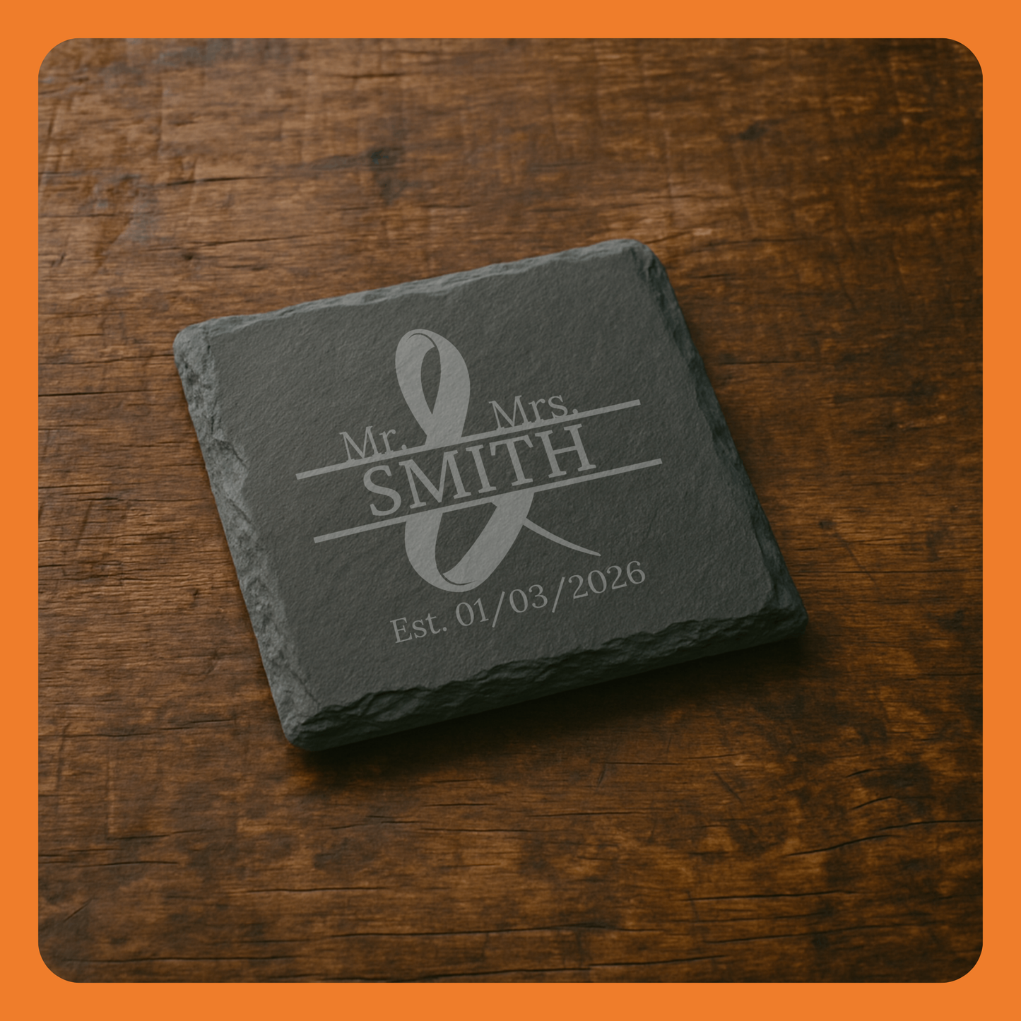 Personalized Slate Coasters, Mr. & Mrs. Wedding and Anniversary Gift
