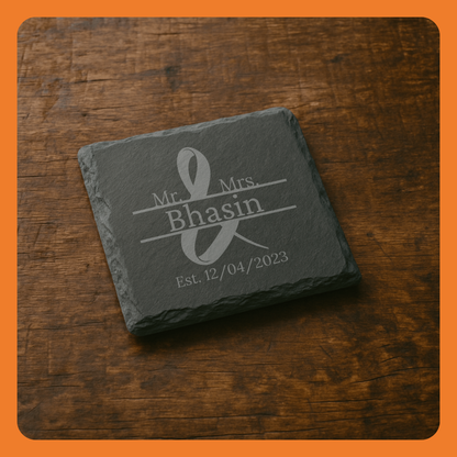 Personalized Slate Coasters, Mr. & Mrs. Wedding and Anniversary Gift