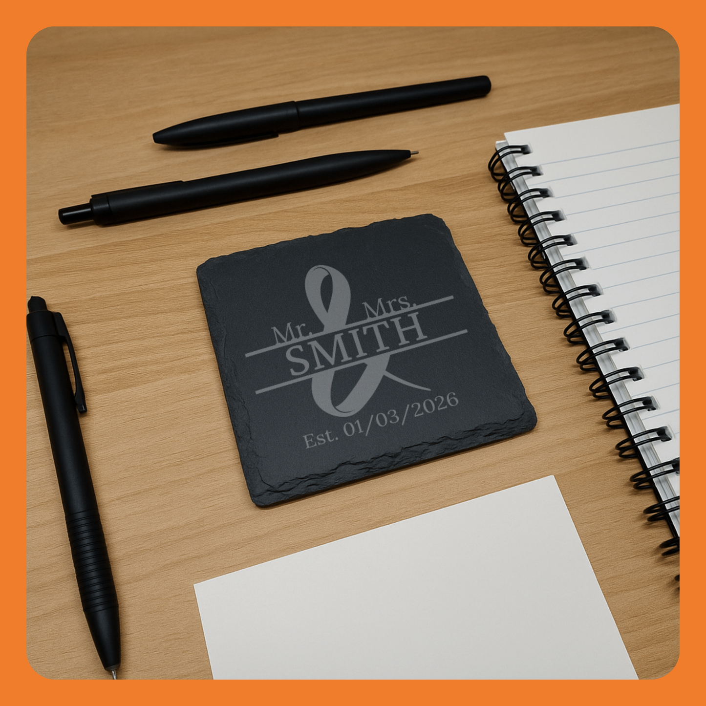 Personalized Slate Coasters, Mr. & Mrs. Wedding and Anniversary Gift