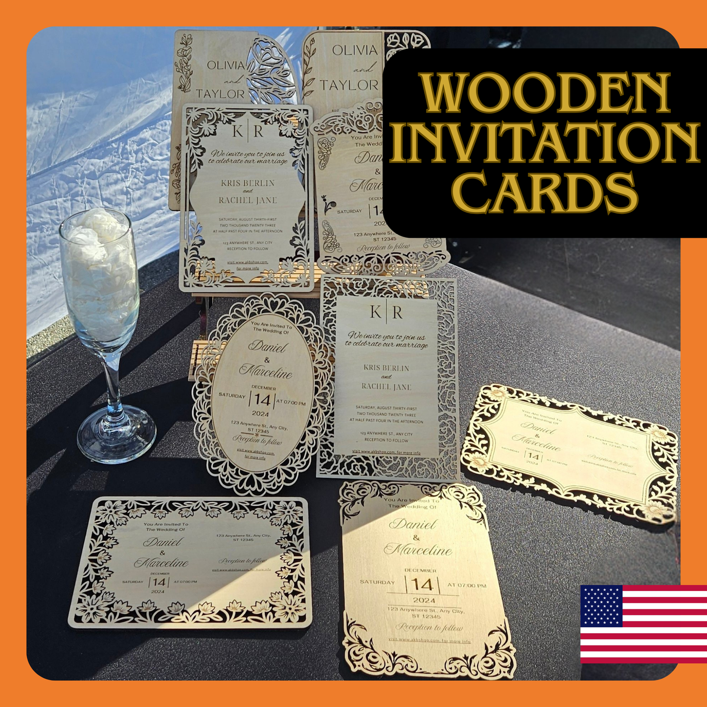 Wooden Wedding Invitation Cards - Made With Basswood - 4" x 6" x 1/8"
