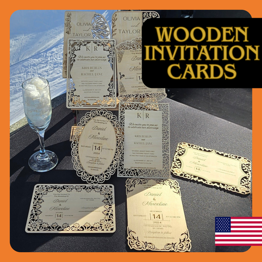 Wooden Wedding Invitation Cards - Made With Basswood - 4" x 6" x 1/8"