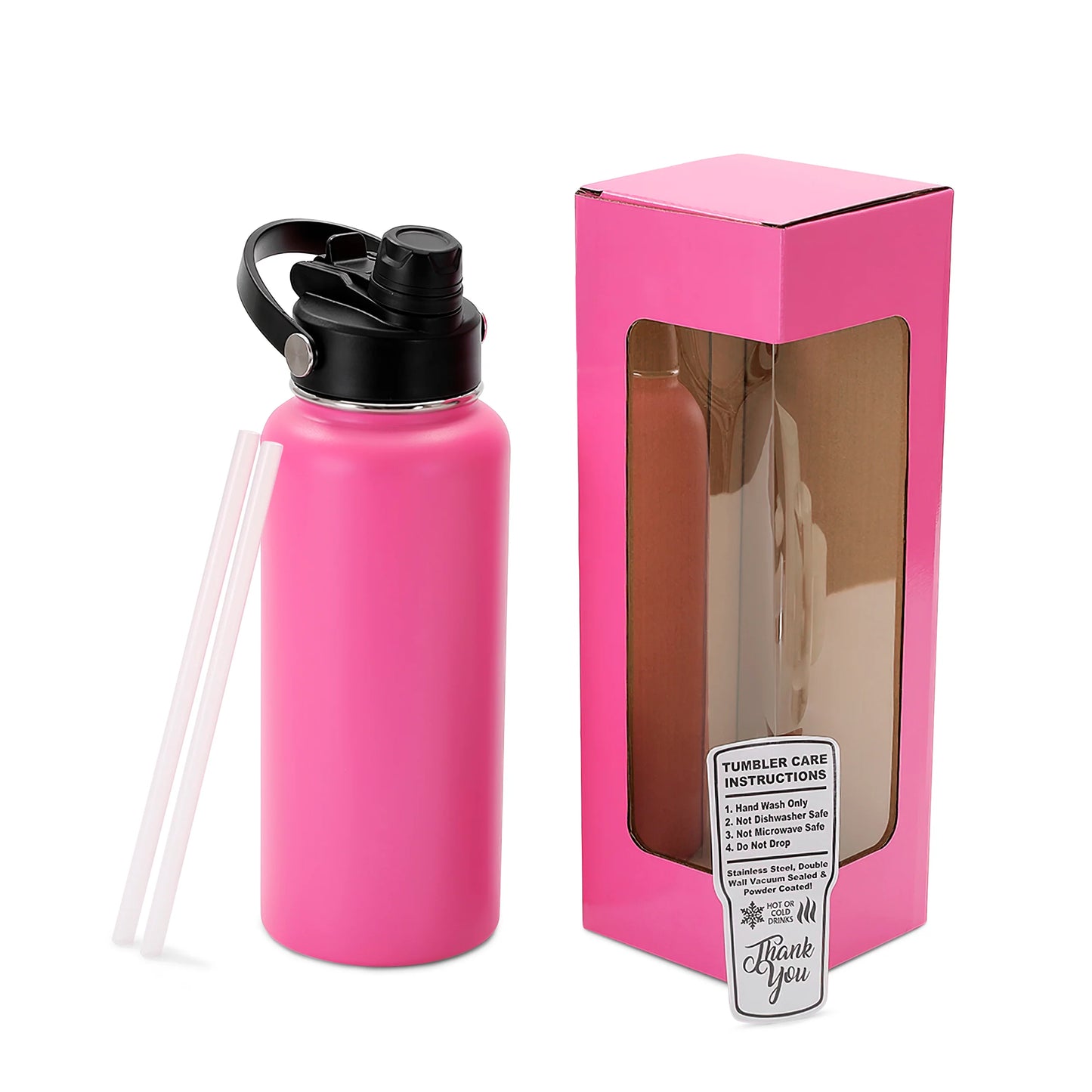Bulk Quantity - Dual Lid Bottles - 32 Oz - Straw and Chug Spouts - Powder Coated - Personalization Available