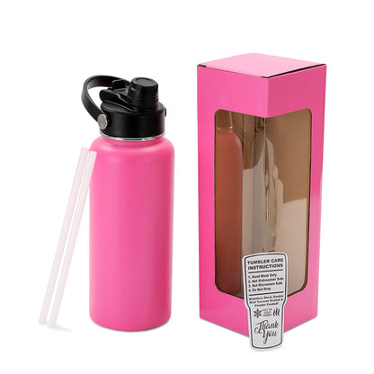 Bulk Quantity - Dual Lid Bottles - 32 Oz - Straw and Chug Spouts - Powder Coated - Personalization Available