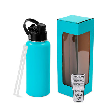 Bulk Quantity - Dual Lid Bottles - 32 Oz - Straw and Chug Spouts - Powder Coated - Personalization Available