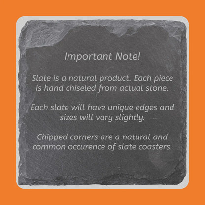 Pack of 4 Custom Engraved Coasters for Home Bar – Natural Slate Stone with Bar Theme - Perfect Gift for Men, Housewarming or Groomsmen Favor