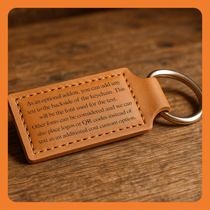 Rectangular Keychains - Leatherette Collection - Comes in Chestnut and Buckskin Colors - Personalization Available
