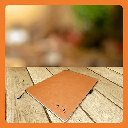 Elegant Personalized Leatherette Journal - 7"x9" - Custom Engraved Notebook in Chestnut or Buckskin – Name or Initials Gift for Him or Her