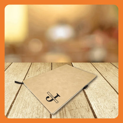 Elegant Personalized Leatherette Journal - 7"x9" - Custom Engraved Notebook in Chestnut or Buckskin – Name or Initials Gift for Him or Her
