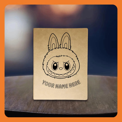 Labubu Head Leatherette Notebook – Fun Personalized School Journal for Kids, Teens & Young Adults | Custom Engraved Back to School Gift