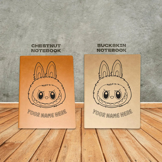 Labubu Head Leatherette Notebook – Fun Personalized School Journal for Kids, Teens & Young Adults | Custom Engraved Back to School Gift