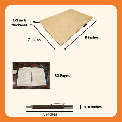 Elegant Personalized Leatherette Journal - 7"x9" - Custom Engraved Notebook in Chestnut or Buckskin – Name or Initials Gift for Him or Her