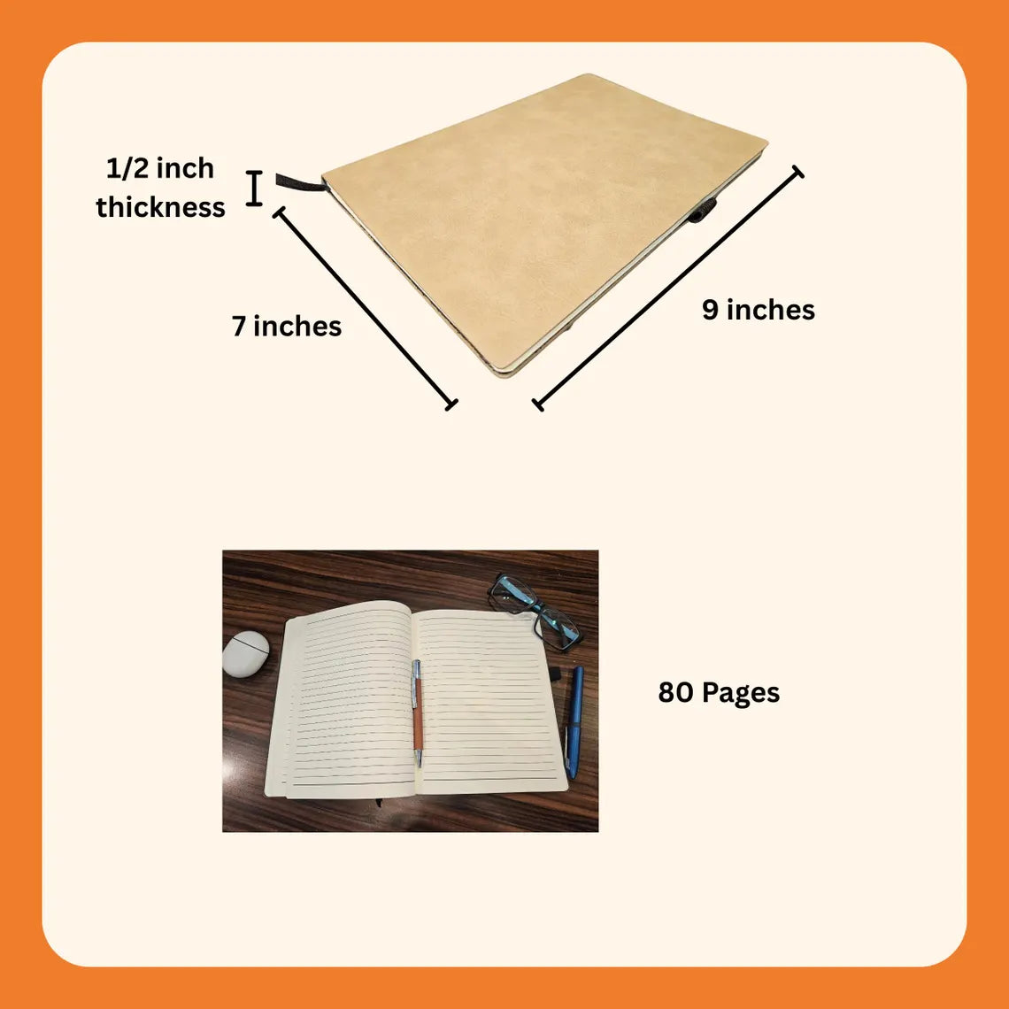 Bulk Notebooks – Company Logos, QR Codes and Custom Text - Custom Laser Engraved 7x9 Journal in Chestnut or Buckskin