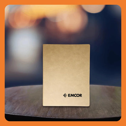 Bulk Notebooks – Company Logos, QR Codes and Custom Text - Custom Laser Engraved 7x9 Journal in Chestnut or Buckskin